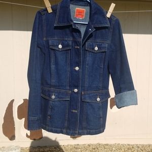 Excellent Denim Peacoat with Four Pockets